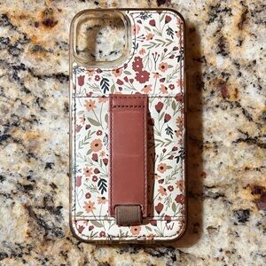 Floral Pattern Walli Phone Case with Brown Strap for iPhone 13